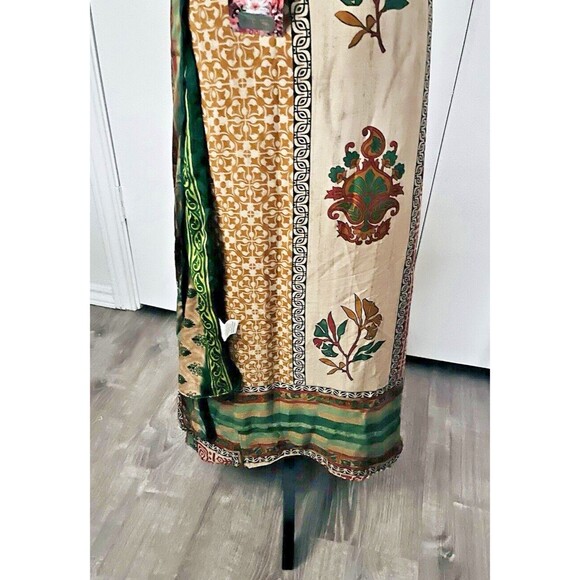 Maxi Reversible Sari Silk Wrap Skirt OSFM Multi layer Hippie Boho Festival Art - Picture 2 of 11